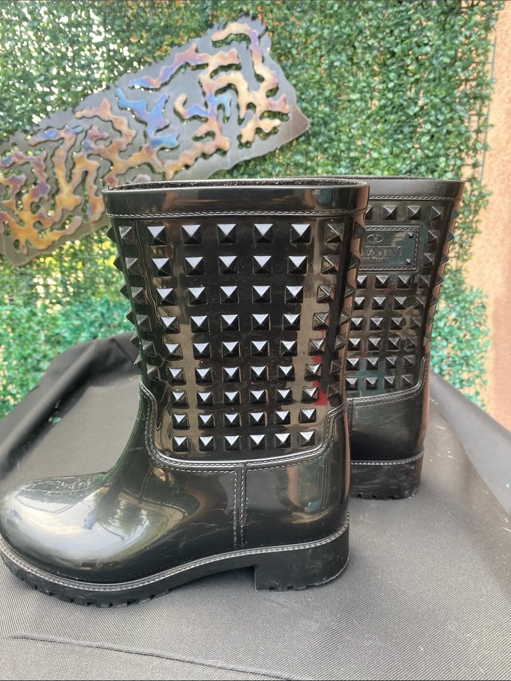 Valentino Garavani Black Studded Rain Boots sz37/7